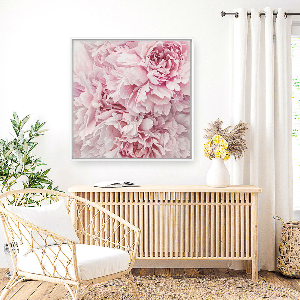 Shop Pretty Peonies (Square) Canvas Print a floral themed painted framed canvas wall art print from The Print Emporium artwork collection - Buy Australian made fine art painting style stretched canvas prints for the home and your interior decor space, TPE-380-CA-40X40-NF
