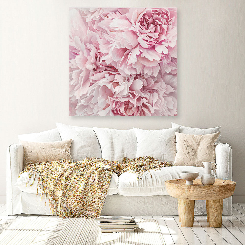 Shop Pretty Peonies (Square) Canvas Print a floral themed painted framed canvas wall art print from The Print Emporium artwork collection - Buy Australian made fine art painting style stretched canvas prints for the home and your interior decor space, TPE-380-CA-40X40-NF
