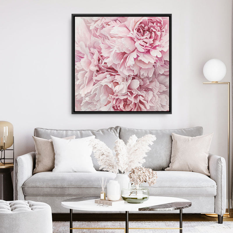 Shop Pretty Peonies (Square) Canvas Print a floral themed painted framed canvas wall art print from The Print Emporium artwork collection - Buy Australian made fine art painting style stretched canvas prints for the home and your interior decor space, TPE-380-CA-40X40-NF