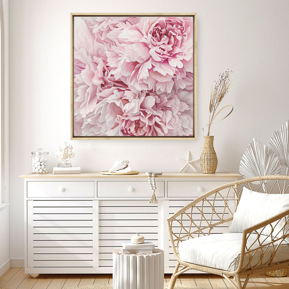 Shop Pretty Peonies (Square) Canvas Print a floral themed painted framed canvas wall art print from The Print Emporium artwork collection - Buy Australian made fine art painting style stretched canvas prints for the home and your interior decor space, TPE-380-CA-40X40-NF