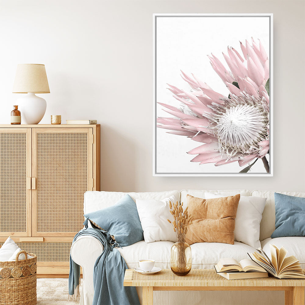 Shop Protea 1 Photo Canvas Print a floral themed photography framed stretched canvas print from The Print Emporium wall artwork collection - Buy Australian made prints for the home and your interior decor space, TPE-300-CA-35X46-NF