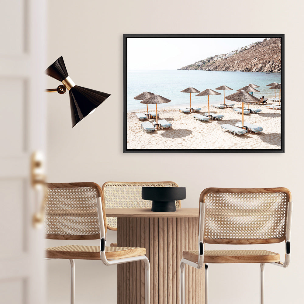 Shop Psarou Beach I Photo Canvas Print a coastal themed photography framed stretched canvas print from The Print Emporium wall artwork collection - Buy Australian made prints for the home and your interior decor space, TPE-1375-CA-35X46-NF