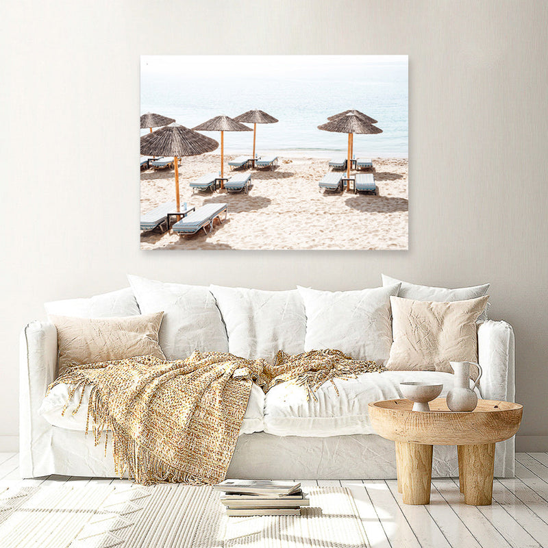 Shop Psarou Beach II Photo Canvas Print a coastal themed photography framed stretched canvas print from The Print Emporium wall artwork collection - Buy Australian made prints for the home and your interior decor space, TPE-1376-CA-35X46-NF