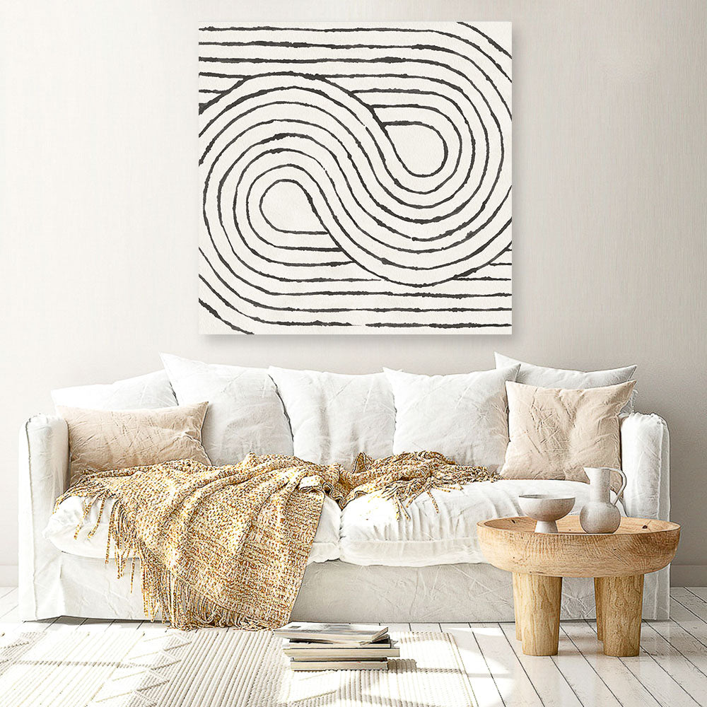 Shop Rainbow Road I BW (Square) Canvas Print a painted abstract themed framed canvas wall art print from The Print Emporium artwork collection - Buy Australian made fine art painting style stretched canvas prints for the home and your interior decor space, TPE-WA-56577-CA-40X40-NF