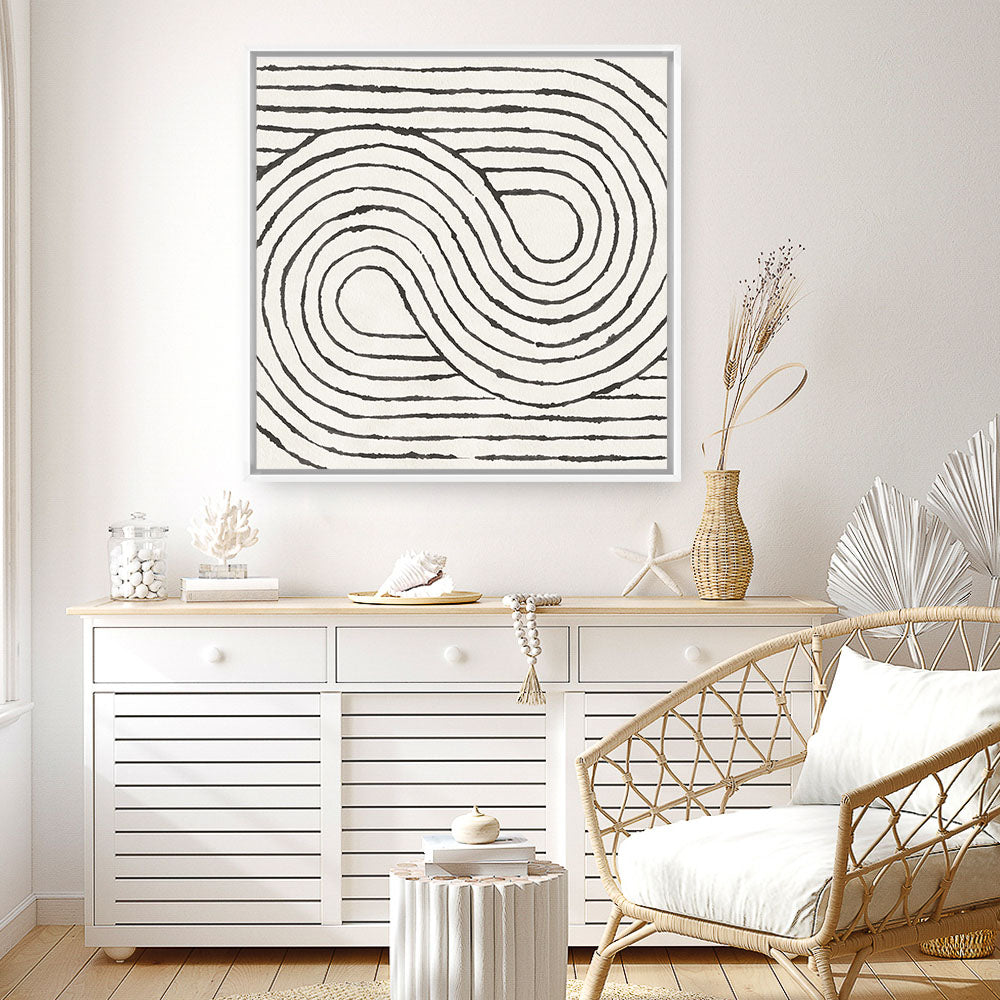 Shop Rainbow Road I BW (Square) Canvas Print a painted abstract themed framed canvas wall art print from The Print Emporium artwork collection - Buy Australian made fine art painting style stretched canvas prints for the home and your interior decor space, TPE-WA-56577-CA-40X40-NF