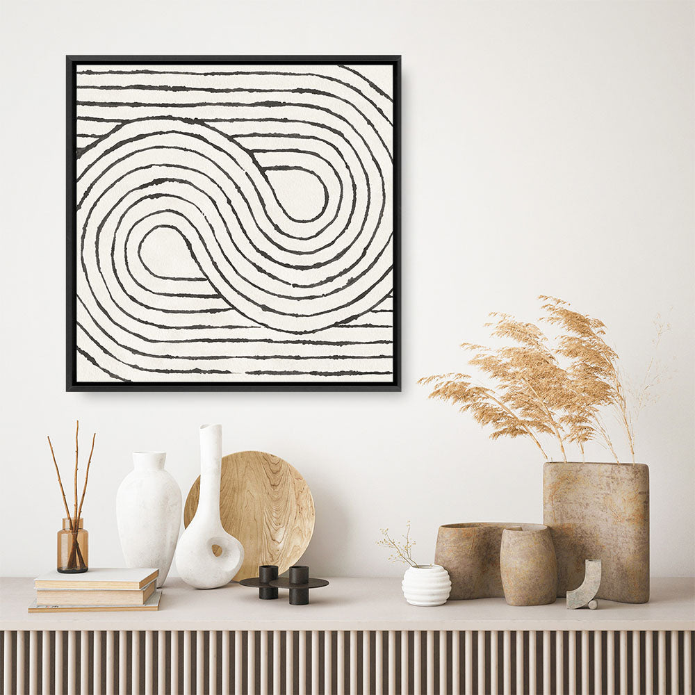 Shop Rainbow Road I BW (Square) Canvas Print a painted abstract themed framed canvas wall art print from The Print Emporium artwork collection - Buy Australian made fine art painting style stretched canvas prints for the home and your interior decor space, TPE-WA-56577-CA-40X40-NF