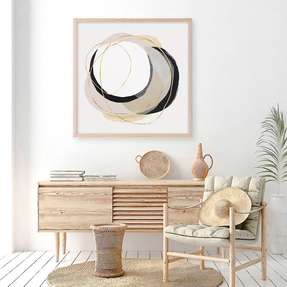 Shop Ring of Gold I (Square) Art Print a painted abstract themed wall art print from The Print Emporium wall artwork collection - Buy Australian made fine art painting style poster and framed prints for the home and your interior decor room, TPE-PC-PI429-AP