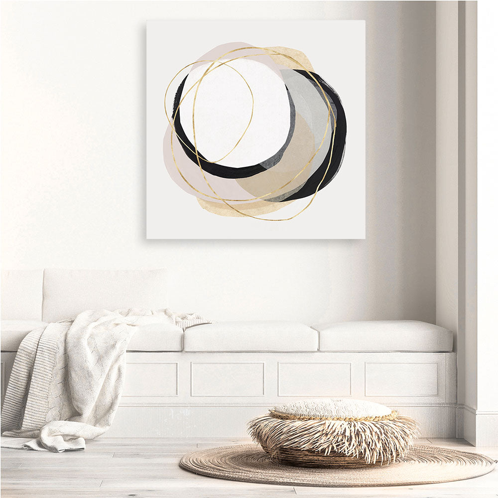 Shop Ring of Gold I (Square) Canvas Print a painted abstract themed framed canvas wall art print from The Print Emporium artwork collection - Buy Australian made fine art painting style stretched canvas prints for the home and your interior decor space, TPE-PC-PI429-CA-40X40-NF