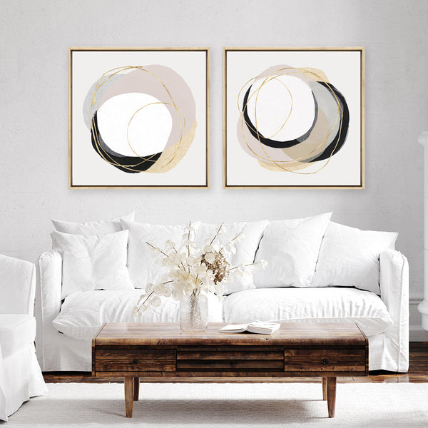 Shop Ring of Gold I (Square) Canvas Print a painted abstract themed framed canvas wall art print from The Print Emporium artwork collection - Buy Australian made fine art painting style stretched canvas prints for the home and your interior decor space, TPE-PC-PI429-CA-40X40-NF