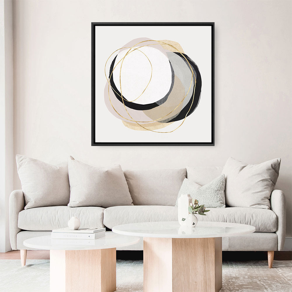 Shop Ring of Gold I (Square) Canvas Print a painted abstract themed framed canvas wall art print from The Print Emporium artwork collection - Buy Australian made fine art painting style stretched canvas prints for the home and your interior decor space, TPE-PC-PI429-CA-40X40-NF