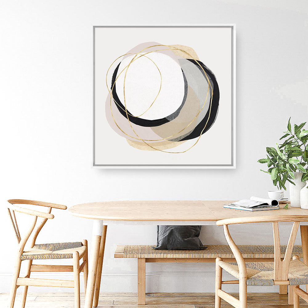 Shop Ring of Gold I (Square) Canvas Print a painted abstract themed framed canvas wall art print from The Print Emporium artwork collection - Buy Australian made fine art painting style stretched canvas prints for the home and your interior decor space, TPE-PC-PI429-CA-40X40-NF