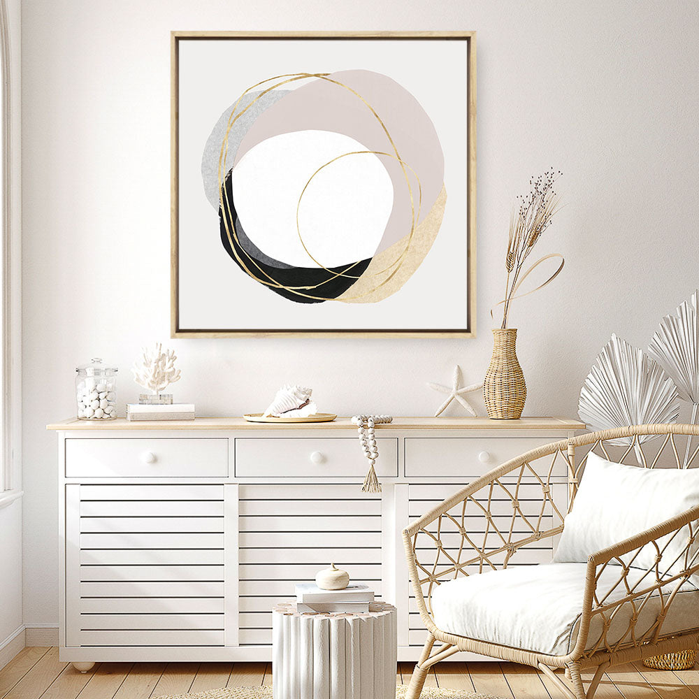 Shop Ring of Gold II (Square) Canvas Print a painted abstract themed framed canvas wall art print from The Print Emporium artwork collection - Buy Australian made fine art painting style stretched canvas prints for the home and your interior decor space, TPE-PC-PI430-CA-40X40-NF