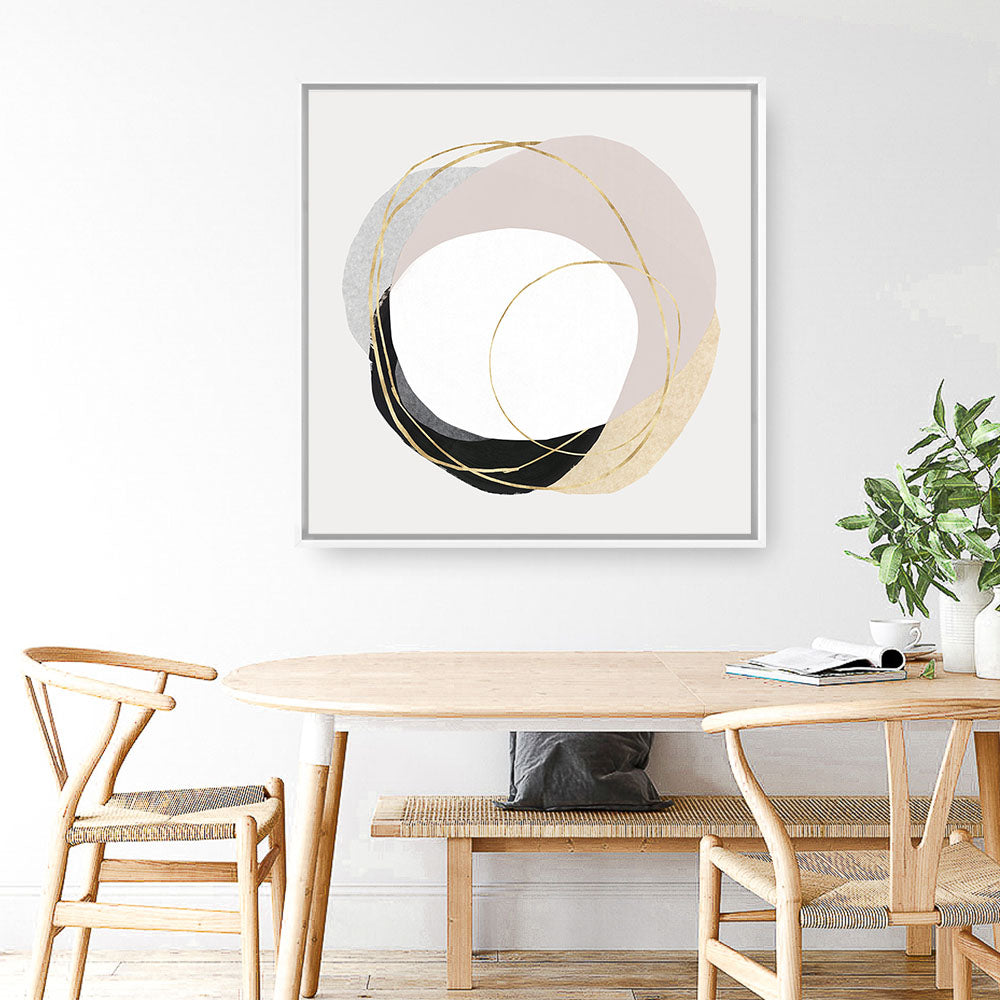 Shop Ring of Gold II (Square) Canvas Print a painted abstract themed framed canvas wall art print from The Print Emporium artwork collection - Buy Australian made fine art painting style stretched canvas prints for the home and your interior decor space, TPE-PC-PI430-CA-40X40-NF