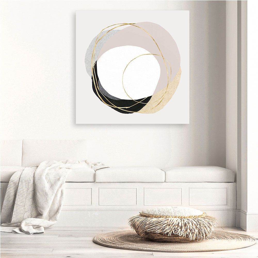 Shop Ring of Gold II (Square) Canvas Print a painted abstract themed framed canvas wall art print from The Print Emporium artwork collection - Buy Australian made fine art painting style stretched canvas prints for the home and your interior decor space, TPE-PC-PI430-CA-40X40-NF