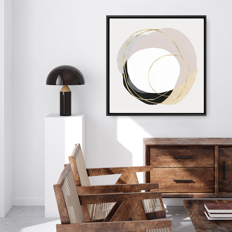 Shop Ring of Gold II (Square) Canvas Print a painted abstract themed framed canvas wall art print from The Print Emporium artwork collection - Buy Australian made fine art painting style stretched canvas prints for the home and your interior decor space, TPE-PC-PI430-CA-40X40-NF