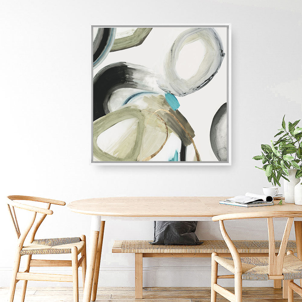 Shop Rings And Lines I (Square) Canvas Print a painted abstract themed framed canvas wall art print from The Print Emporium artwork collection - Buy Australian made fine art painting style stretched canvas prints for the home and your interior decor space, TPE-PC-PG627-CA-40X40-NF