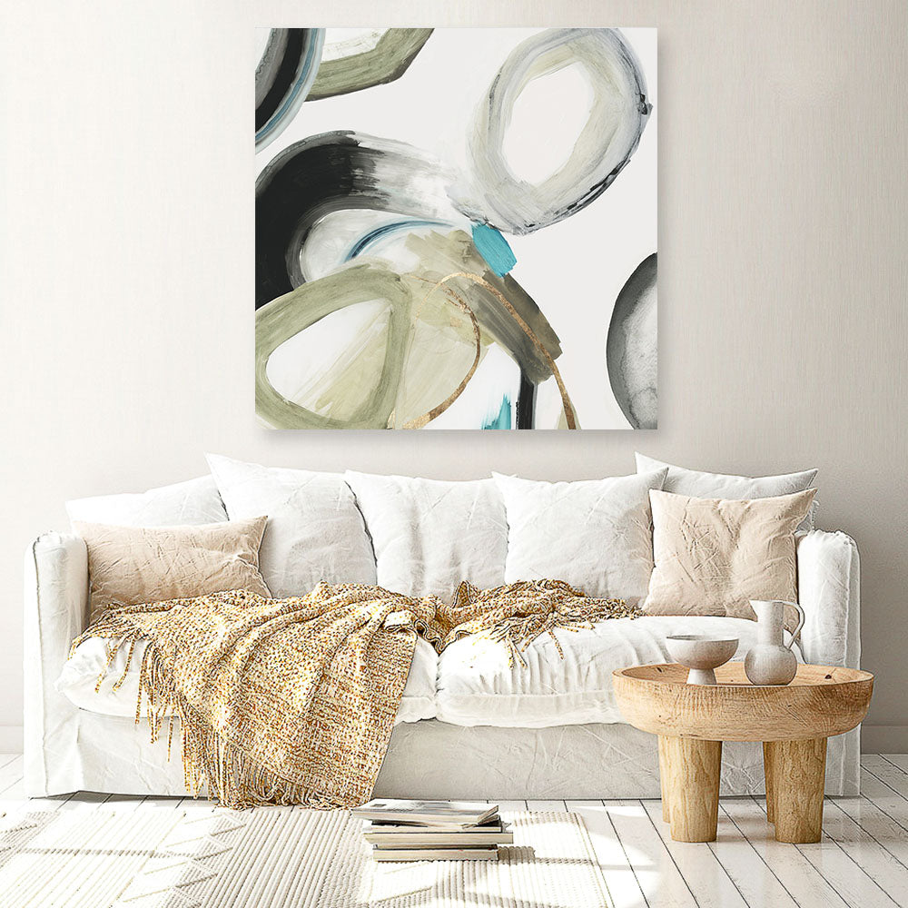 Shop Rings And Lines I (Square) Canvas Print a painted abstract themed framed canvas wall art print from The Print Emporium artwork collection - Buy Australian made fine art painting style stretched canvas prints for the home and your interior decor space, TPE-PC-PG627-CA-40X40-NF