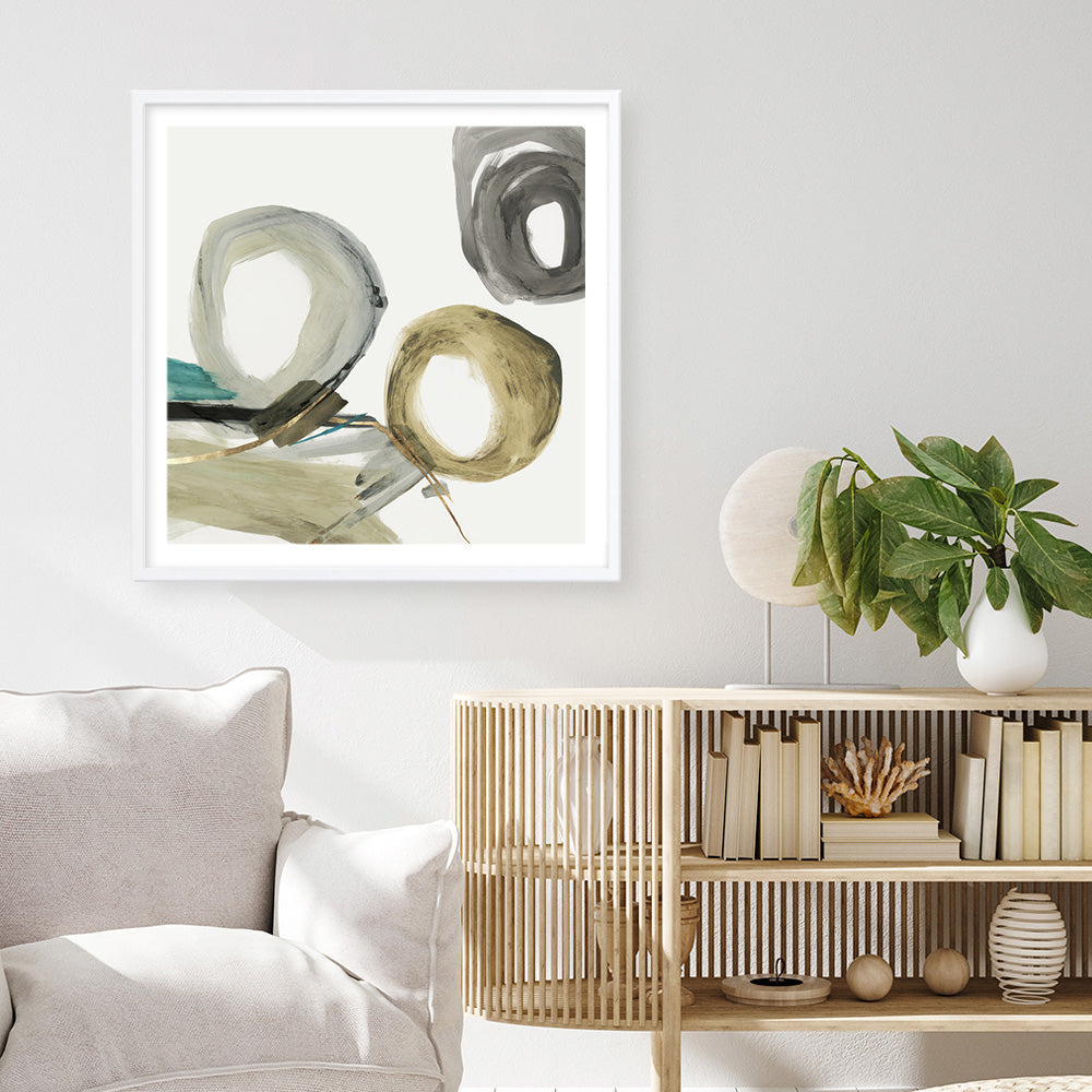 Shop Rings And Lines II (Square) Art Print a painted abstract themed wall art print from The Print Emporium wall artwork collection - Buy Australian made fine art painting style poster and framed prints for the home and your interior decor room, TPE-PC-PG628-AP