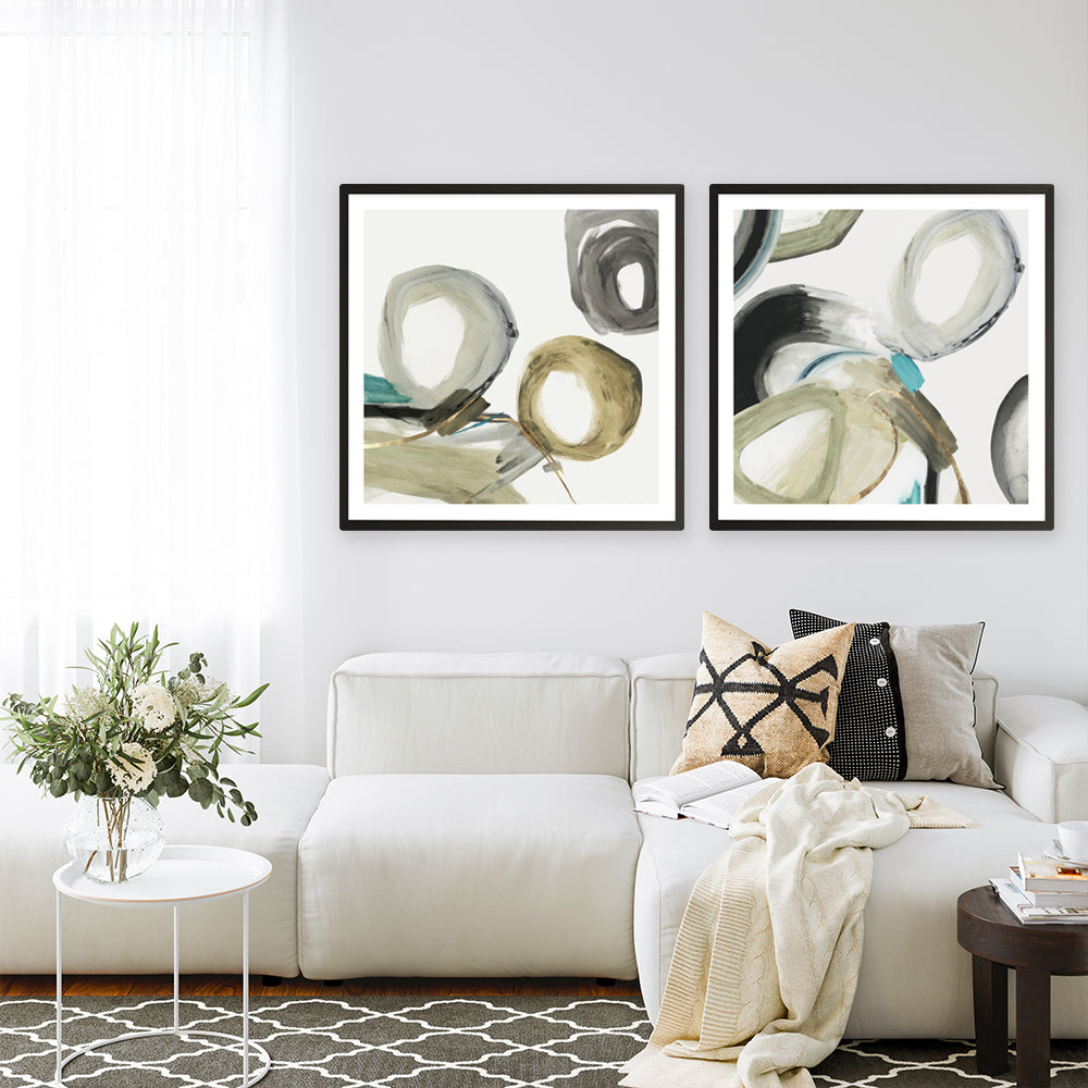 Shop Rings And Lines II (Square) Art Print a painted abstract themed wall art print from The Print Emporium wall artwork collection - Buy Australian made fine art painting style poster and framed prints for the home and your interior decor room, TPE-PC-PG628-AP