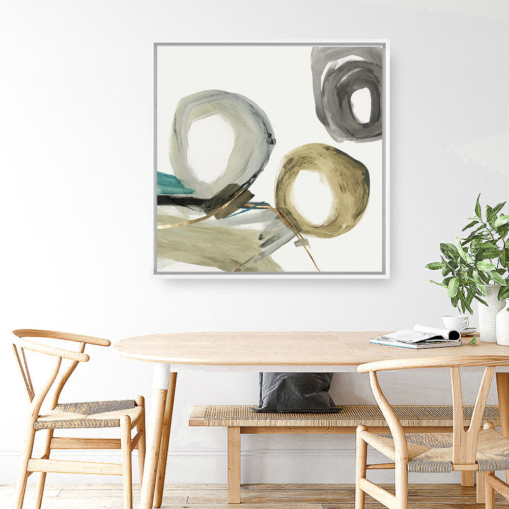 Shop Rings And Lines II (Square) Canvas Print a painted abstract themed framed canvas wall art print from The Print Emporium artwork collection - Buy Australian made fine art painting style stretched canvas prints for the home and your interior decor space, TPE-PC-PG628-CA-40X40-NF