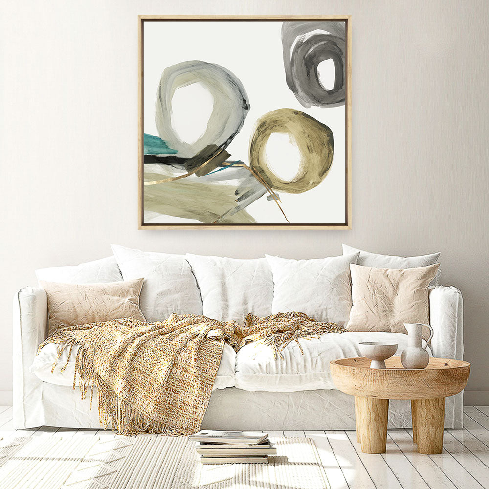Shop Rings And Lines II (Square) Canvas Print a painted abstract themed framed canvas wall art print from The Print Emporium artwork collection - Buy Australian made fine art painting style stretched canvas prints for the home and your interior decor space, TPE-PC-PG628-CA-40X40-NF