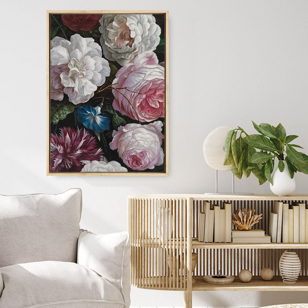 Shop Romantic Floral Canvas Print a floral themed painted framed canvas wall art print from The Print Emporium artwork collection - Buy Australian made fine art painting style stretched canvas prints for the home and your interior decor space, TPE-023-CA-35X46-NF