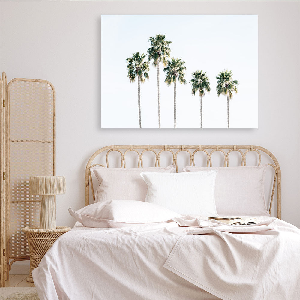 Shop Row Of Palms Photo Canvas Print a coastal themed photography framed stretched canvas print from The Print Emporium wall artwork collection - Buy Australian made prints for the home and your interior decor space, TPE-1248-CA-35X46-NF