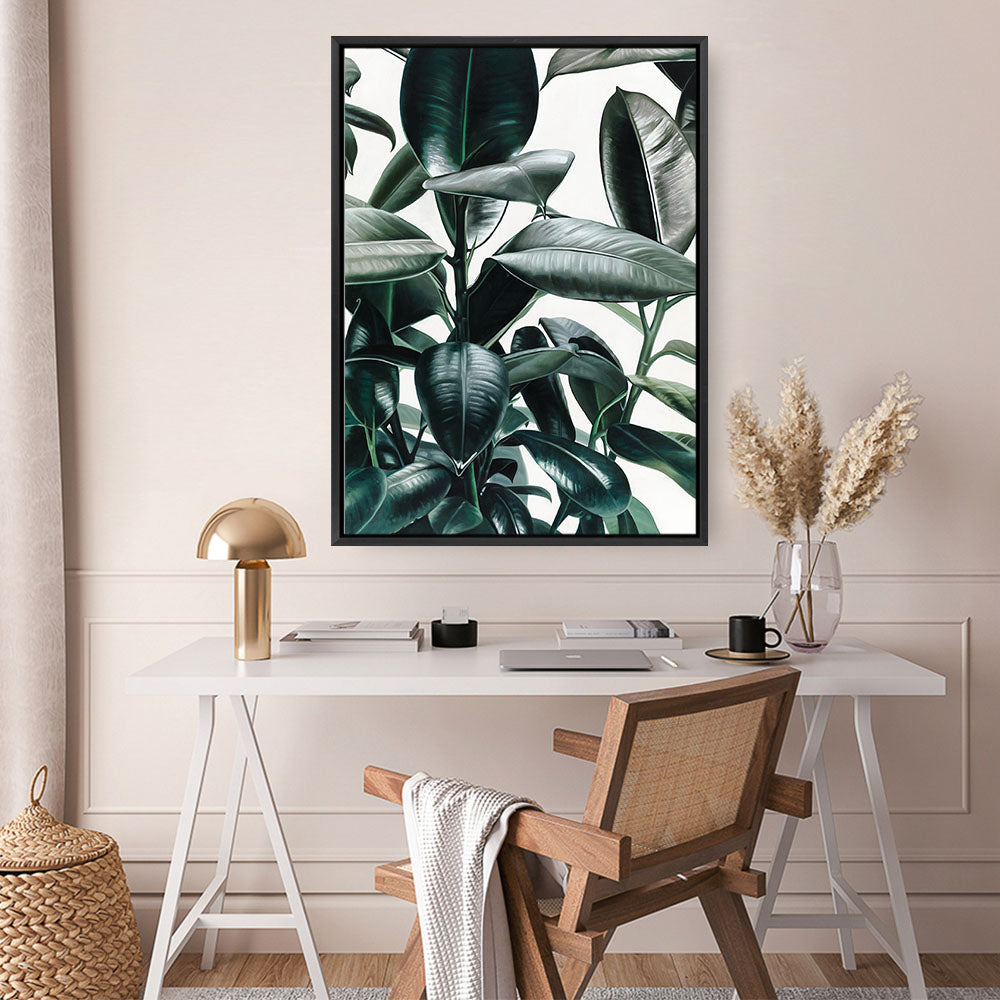 Shop Rubber Plant Canvas Print a painted style framed canvas wall art print from The Print Emporium artwork collection - Buy Australian made fine art painting style stretched canvas prints for the home and your interior decor space, TPE-009-CA-35X46-NF