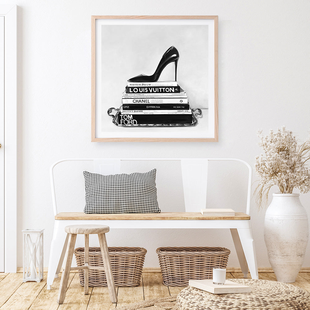 Shop Runway Reads (Square) Art Print a Hamptons style themed painted wall art print from The Print Emporium wall artwork collection - Buy Australian made fine art painting style poster and framed prints for the home and your interior decor room, TPE-193-AP
