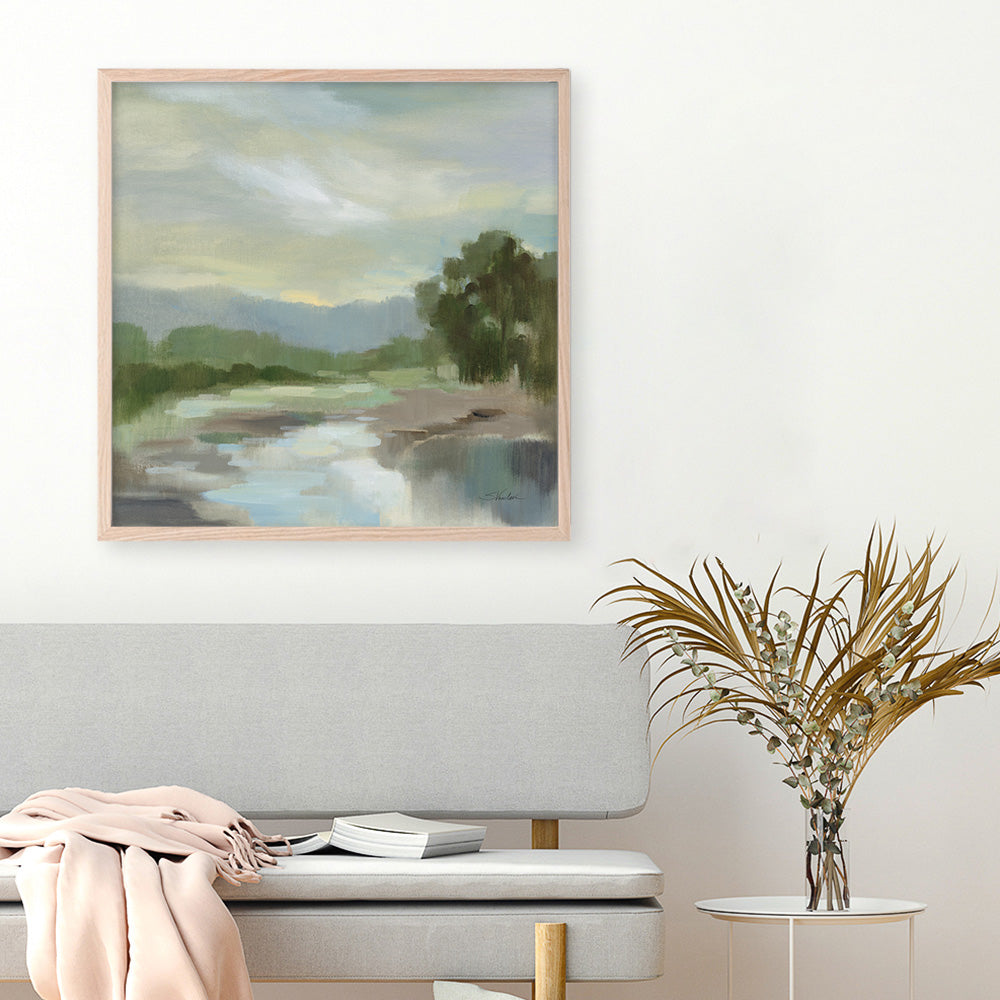 Shop Sage Lake (Square) Art Print a painted style wall art print from The Print Emporium wall artwork collection - Buy Australian made fine art painting style poster and framed prints for the home and your interior decor room, TPE-WA-68578-AP