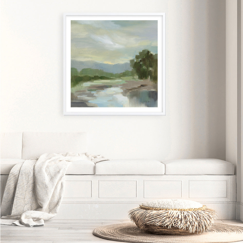 Shop Sage Lake (Square) Art Print a painted style wall art print from The Print Emporium wall artwork collection - Buy Australian made fine art painting style poster and framed prints for the home and your interior decor room, TPE-WA-68578-AP