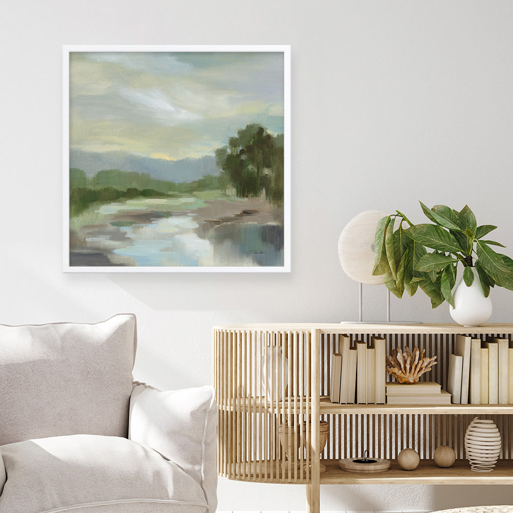 Shop Sage Lake (Square) Art Print a painted style wall art print from The Print Emporium wall artwork collection - Buy Australian made fine art painting style poster and framed prints for the home and your interior decor room, TPE-WA-68578-AP