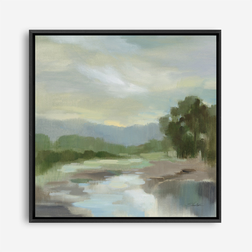 Shop Sage Lake (Square) Canvas Print a painted style framed canvas wall art print from The Print Emporium artwork collection - Buy Australian made fine art painting style stretched canvas prints for the home and your interior decor space, TPE-WA-68578-CA-40X40-NF