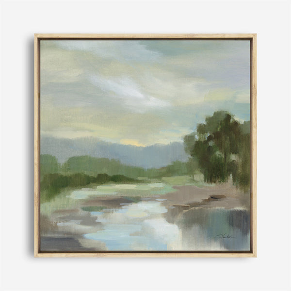 Shop Sage Lake (Square) Canvas Print a painted style framed canvas wall art print from The Print Emporium artwork collection - Buy Australian made fine art painting style stretched canvas prints for the home and your interior decor space, TPE-WA-68578-CA-40X40-NF