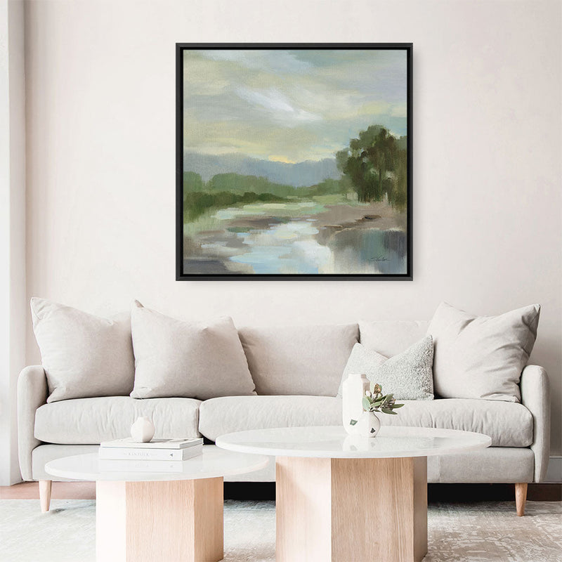 Shop Sage Lake (Square) Canvas Print a painted style framed canvas wall art print from The Print Emporium artwork collection - Buy Australian made fine art painting style stretched canvas prints for the home and your interior decor space, TPE-WA-68578-CA-40X40-NF