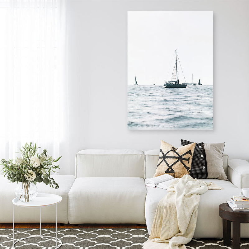 Shop Sailboats Canvas Print a coastal themed painted framed canvas wall art print from The Print Emporium artwork collection - Buy Australian made fine art painting style stretched canvas prints for the home and your interior decor space, TPE-756-CA-35X46-NF