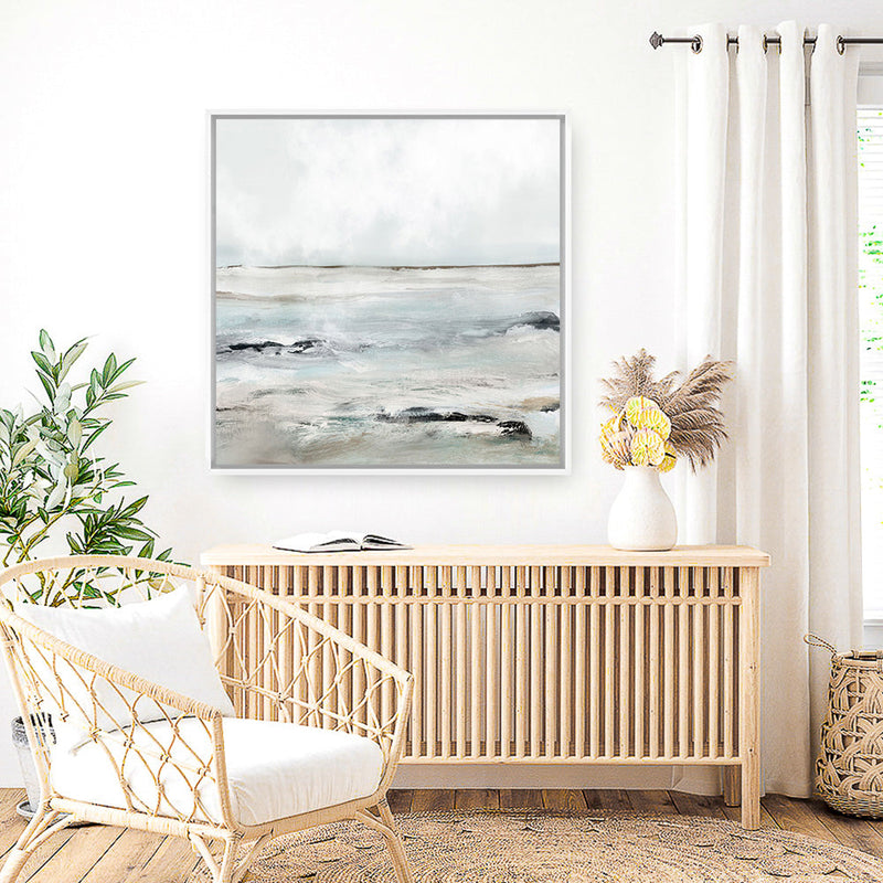 Shop Sandy Bay (Square) Canvas Print a painted abstract themed framed canvas wall art print from The Print Emporium artwork collection - Buy Australian made fine art painting style stretched canvas prints for the home and your interior decor space, TPE-DH-223-CA-40X40-NF