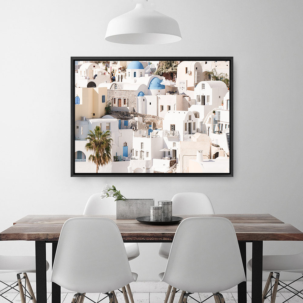 Shop Santorini Architecture Photo Canvas Print a photography framed stretched canvas print from The Print Emporium wall artwork collection - Buy Australian made prints for the home and your interior decor space, TPE-1359-CA-35X46-NF