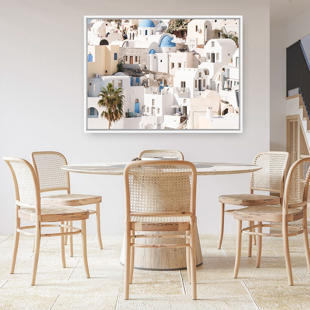 Shop Santorini Architecture Photo Canvas Print a photography framed stretched canvas print from The Print Emporium wall artwork collection - Buy Australian made prints for the home and your interior decor space, TPE-1359-CA-35X46-NF