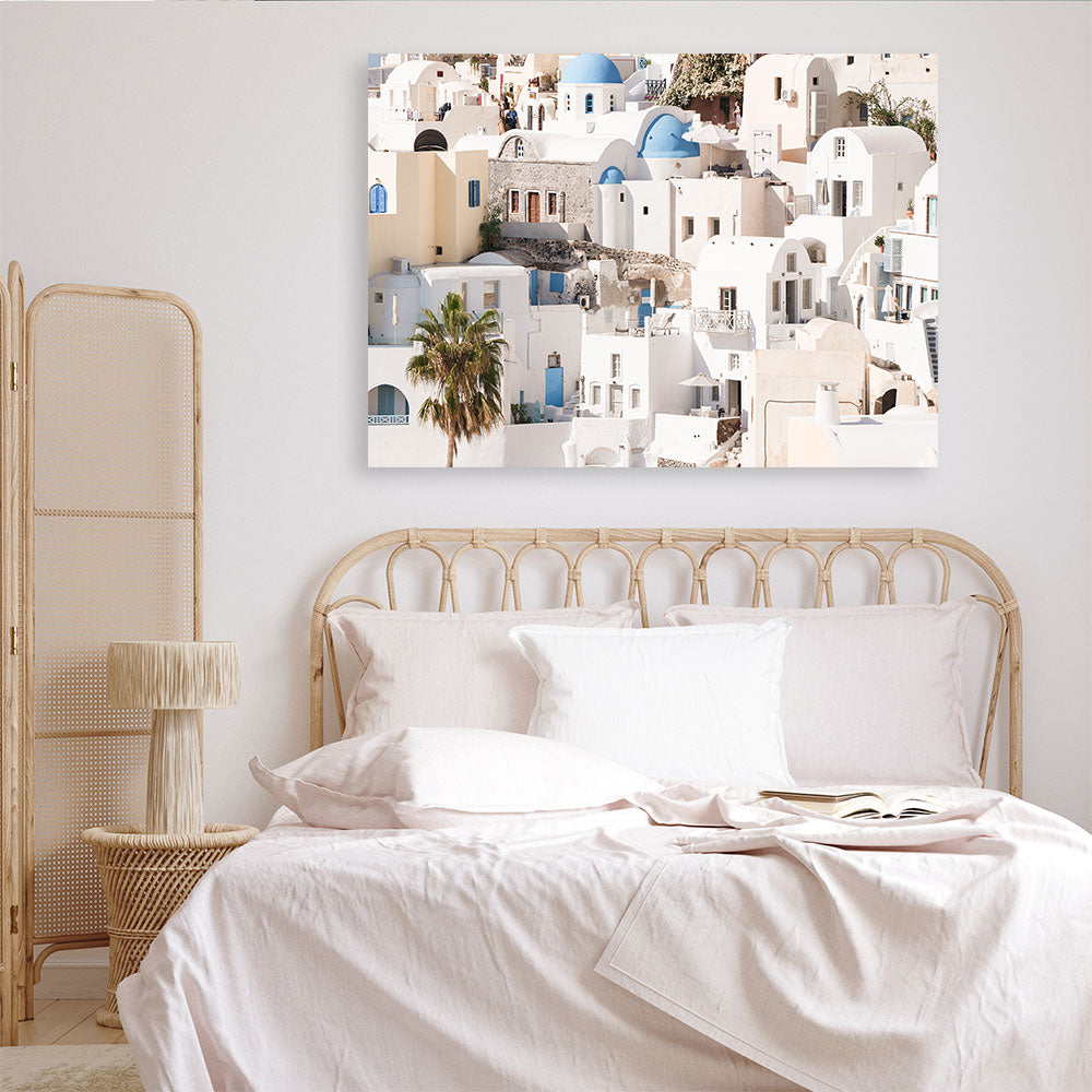 Shop Santorini Architecture Photo Canvas Print a photography framed stretched canvas print from The Print Emporium wall artwork collection - Buy Australian made prints for the home and your interior decor space, TPE-1359-CA-35X46-NF