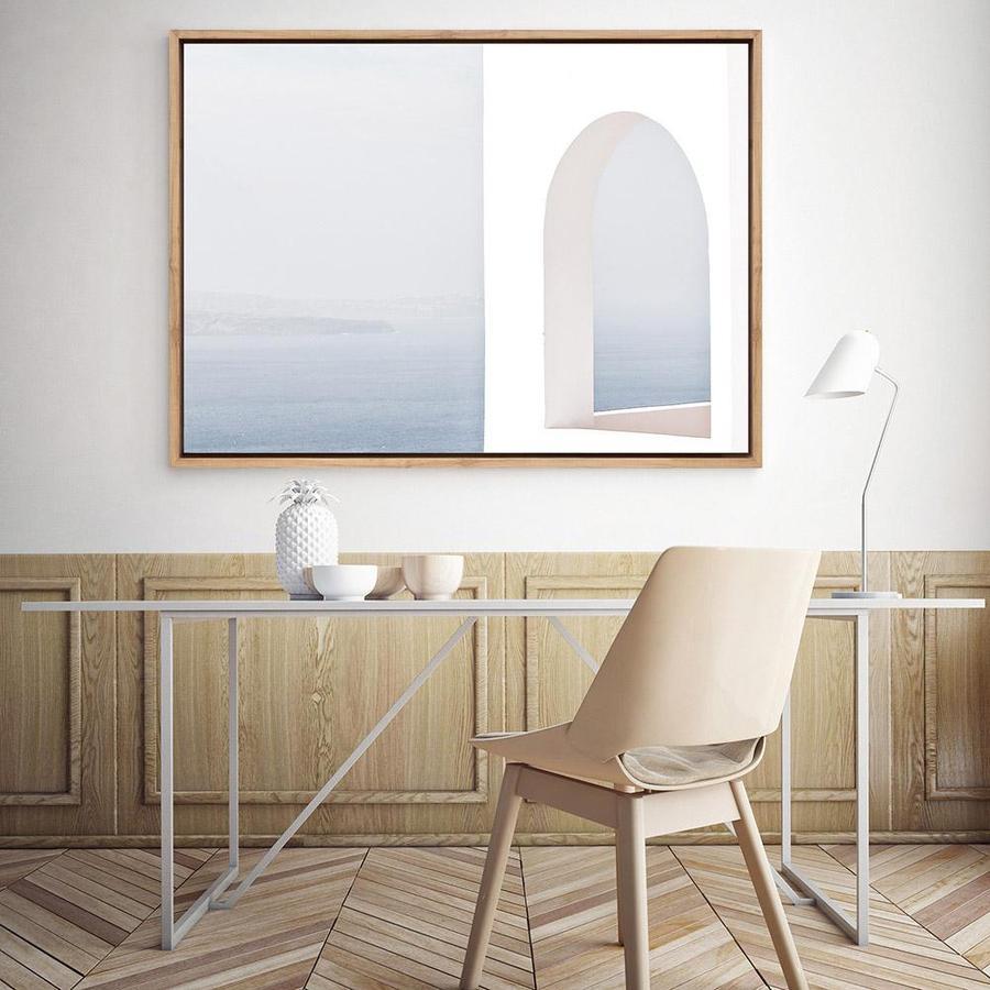 Shop Santorini Balcony II Photo Canvas Print a coastal themed photography framed stretched canvas print from The Print Emporium wall artwork collection - Buy Australian made prints for the home and your interior decor space, TPE-847-CA-35X46-NF