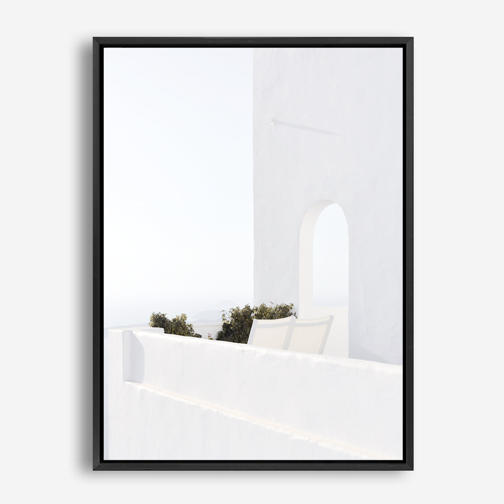 Shop Santorini Balcony Photo Canvas Print a coastal themed photography framed stretched canvas print from The Print Emporium wall artwork collection - Buy Australian made prints for the home and your interior decor space, TPE-1280-CA-35X46-NF