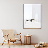 Shop Santorini Balcony Photo Canvas Print a coastal themed photography framed stretched canvas print from The Print Emporium wall artwork collection - Buy Australian made prints for the home and your interior decor space, TPE-1280-CA-35X46-NF