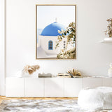 Shop Santorini Blossom Photo Canvas Print a coastal themed photography framed stretched canvas print from The Print Emporium wall artwork collection - Buy Australian made prints for the home and your interior decor space, TPE-1346-CA-35X46-NF