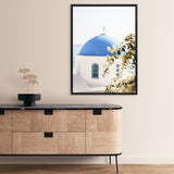 Shop Santorini Blossom Photo Canvas Print a coastal themed photography framed stretched canvas print from The Print Emporium wall artwork collection - Buy Australian made prints for the home and your interior decor space, TPE-1346-CA-35X46-NF