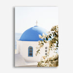 Shop Santorini Blossom Photo Canvas Print a coastal themed photography framed stretched canvas print from The Print Emporium wall artwork collection - Buy Australian made prints for the home and your interior decor space, TPE-1346-CA-35X46-NF