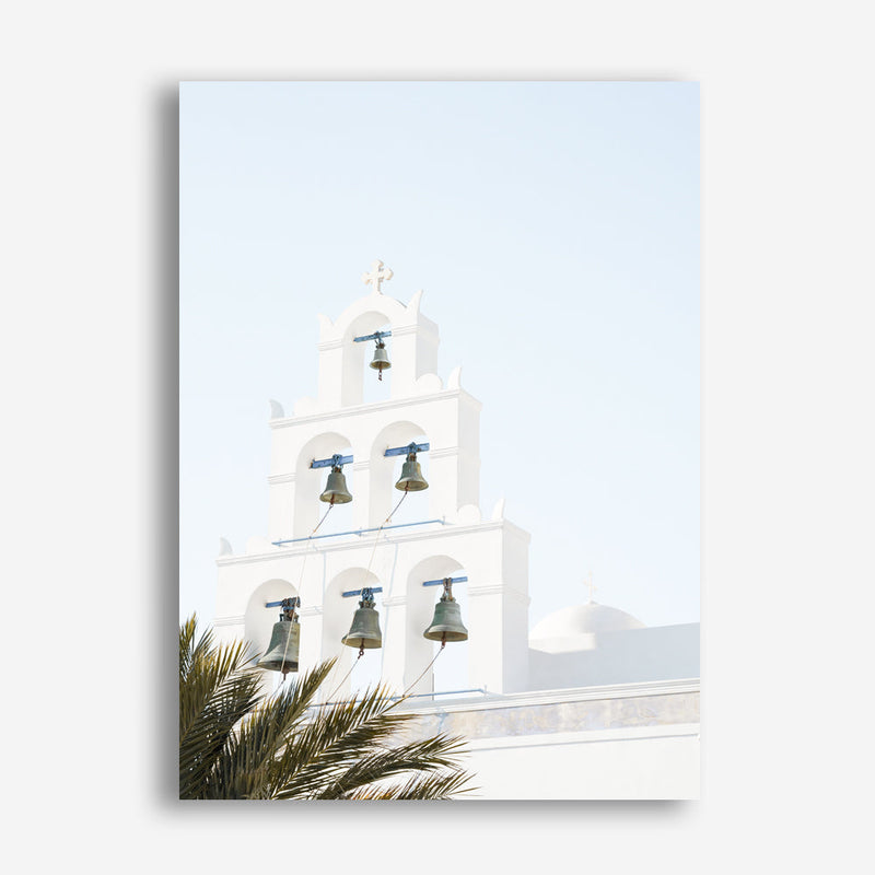 Shop Santorini Church Bells II Photo Canvas Print a photography framed stretched canvas print from The Print Emporium wall artwork collection - Buy Australian made prints for the home and your interior decor space, TPE-1365-CA-35X46-NF