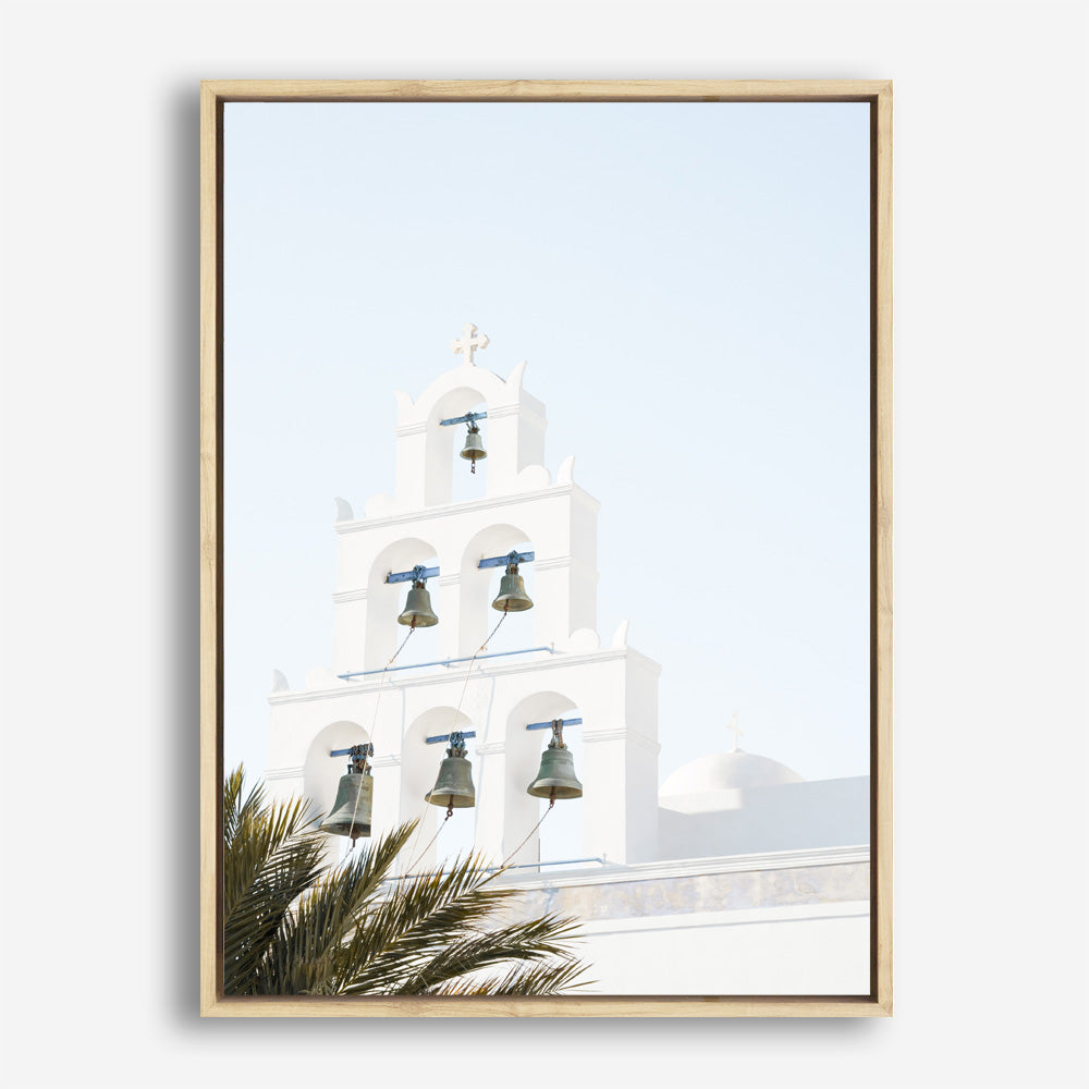 Shop Santorini Church Bells II Photo Canvas Print a photography framed stretched canvas print from The Print Emporium wall artwork collection - Buy Australian made prints for the home and your interior decor space, TPE-1365-CA-35X46-NF