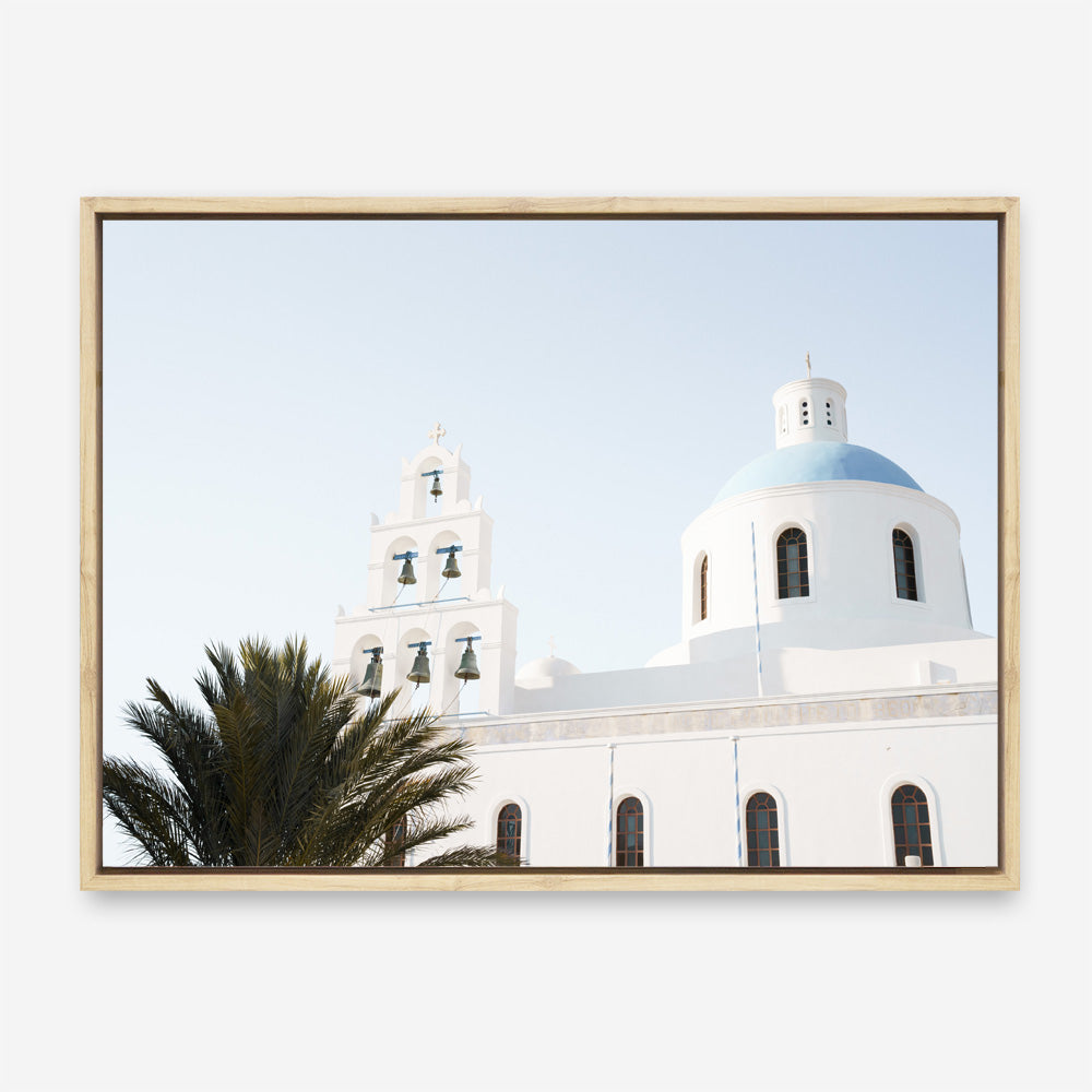 Shop Santorini Church Bells Photo Canvas Print a photography framed stretched canvas print from The Print Emporium wall artwork collection - Buy Australian made prints for the home and your interior decor space, TPE-1355-CA-35X46-NF