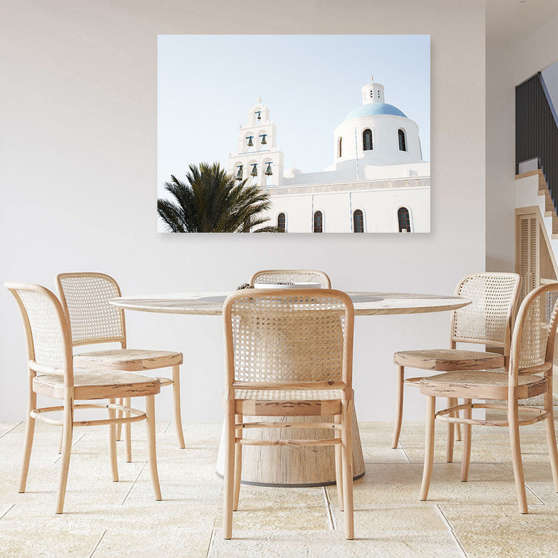 Shop Santorini Church Bells Photo Canvas Print a photography framed stretched canvas print from The Print Emporium wall artwork collection - Buy Australian made prints for the home and your interior decor space, TPE-1355-CA-35X46-NF